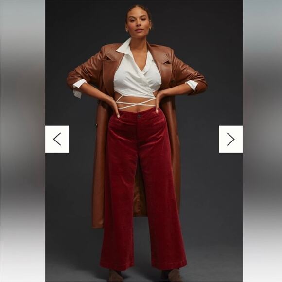 Elegant Red Velvet Women's Pants - Picture 7 of 14